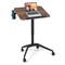 Adjustable Standing Laptop Desk with Wheels Tilting Top and Cup Holder Brown